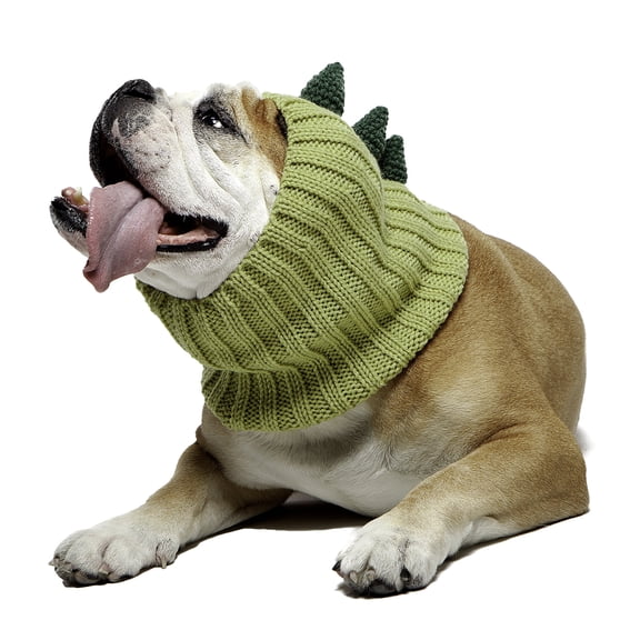 Zoo Snoods Dinosaur Costume - Warm Knit Dog Snood Ear Wrap for Pets, Warm Neck Ear Cover Protection (Large)