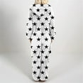 thumbnail image 4 of FRSASU Women Fuzzy Fllece Jumpsuit Pajamas Star Printed Long Sleeve Zipper Onesie Fleece Hooded Playsuit Winter Warm Rompers Sleepwear White, 4 of 5