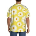 thumbnail image 3 of Uemuo Daisies Flowers Pattern Cotton Linen Short Sleeve Shirts,Casual Lightweight Button Down Shirts,Vacation Beach Summer Tops-, 3 of 7