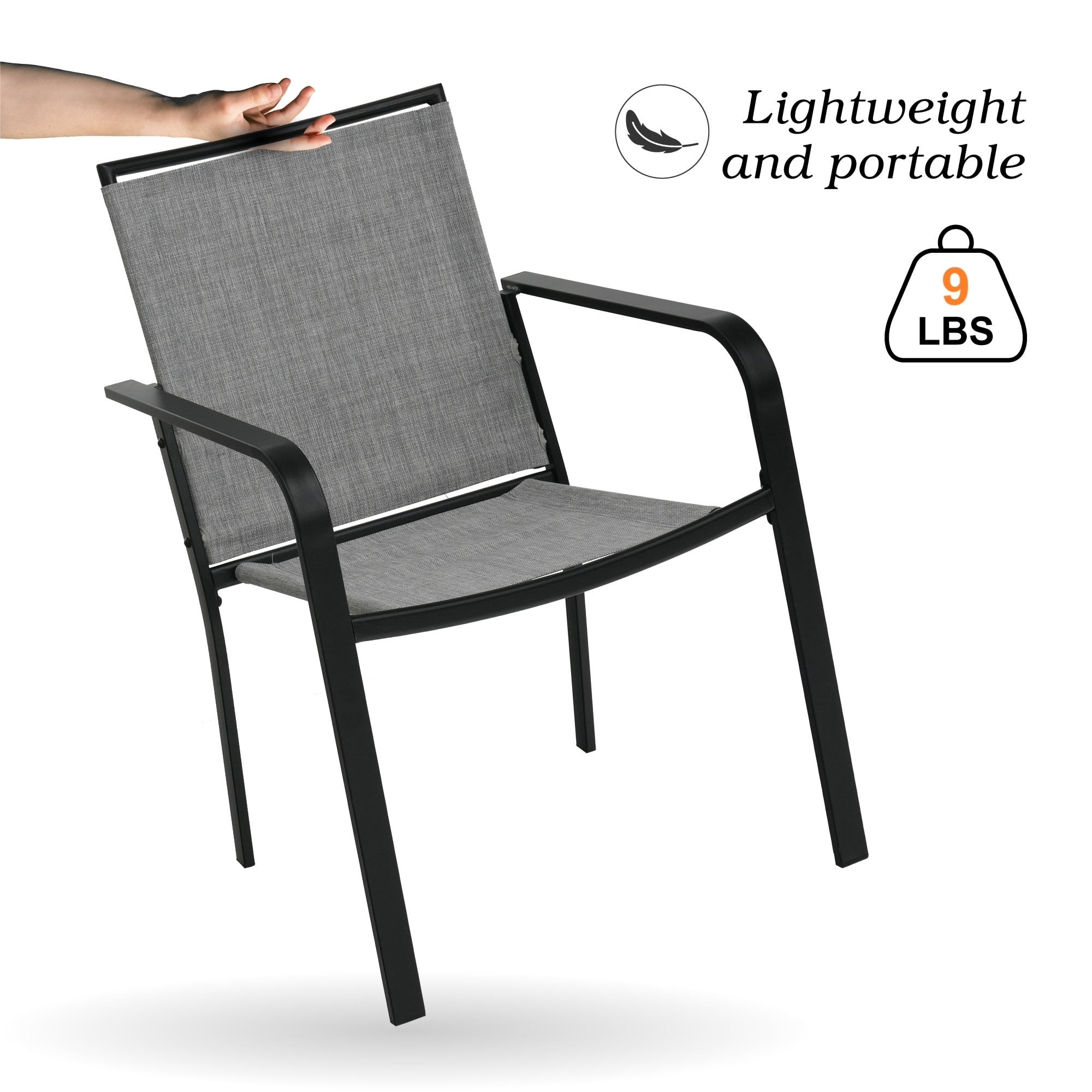 7-Peices Outdoor Patio Dining Set Stacking Chairs and 48" Round Table Furniture Set for 6 Person
