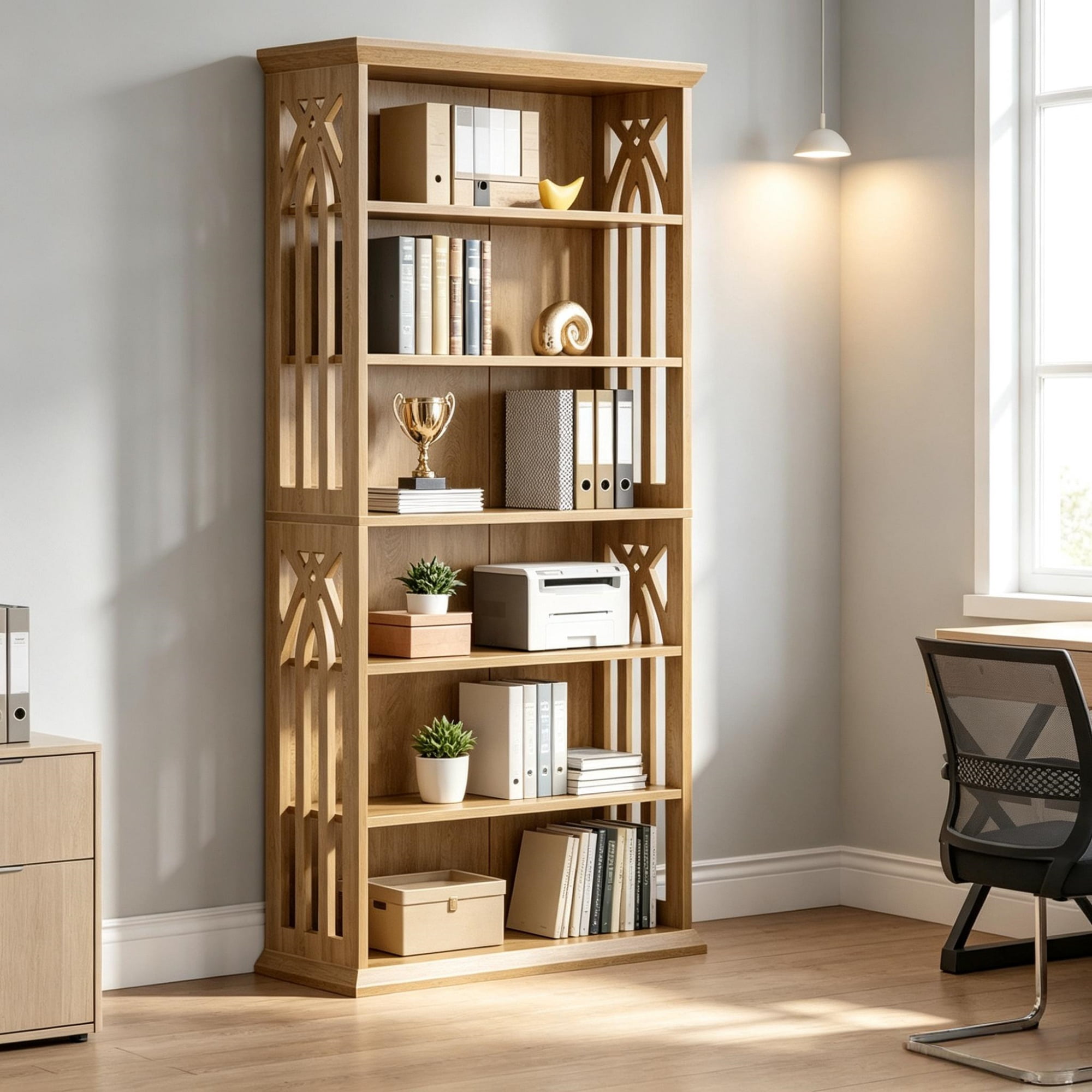 75 Inch 6 Tier Bookcase with Display Shelves and Storage Etagere