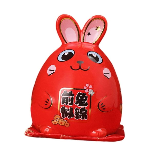 Figura de conejo chino de escritorio, caja de cerdito de cerámica, decoración para la buena suerte y Estilo A