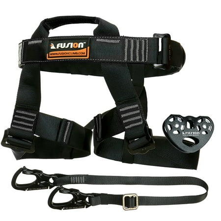 Fusion Climb Tactical Edition Adults Commercial Zip Line Kit Harness/Lanyard/Trolley Bundle