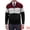 Red Black, variant on Men's Contrasting Colors Stripe Cable Knit Stand Collar Jacket S Multicolor
