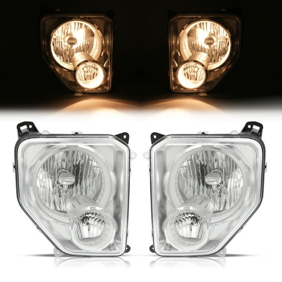 Kojem Pair Headlight Assembly w/Fog Light for 2008-2012 Jeep Liberty Replacement for CH2502196 CH2503196 Headlamp Fog Driving Lamp Driver&Passenger Side