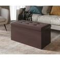 thumbnail image 2 of Home Design Florence Upholstered Folding Storage Bench with Foam Filled Seat, Multi-Purpose Rectangular Design for Seating, Footrest, or Hidden Storage in Living Room or Office, PU Antique Purple, 2 of 3
