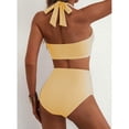 thumbnail image 6 of Women's High Waisted 2 Piece Bikini Sets Halter Swimsuits Striped Bathing Suit Summer Beach Swimwear 2026 Yellow M, 6 of 6
