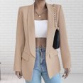 thumbnail image 4 of Joernso Women Suit Coat Spring Autumn Solid Color Business Suit Coat Lapel Long Sleeve Flap Pockets Open Front Suit Jacket, 4 of 7
