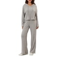 thumbnail image 1 of Gupgi Women Solid Color Tracksuit 2 Piece Spring Ribbed Outfits Short Hoodies Loose Pants, 1 of 8
