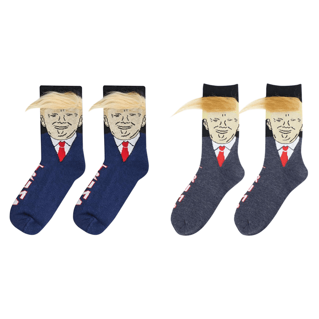 Calcetines Trump Con Pelo Falso 3D para Hombres Y Mujeres (oscuro) Azul Blanco