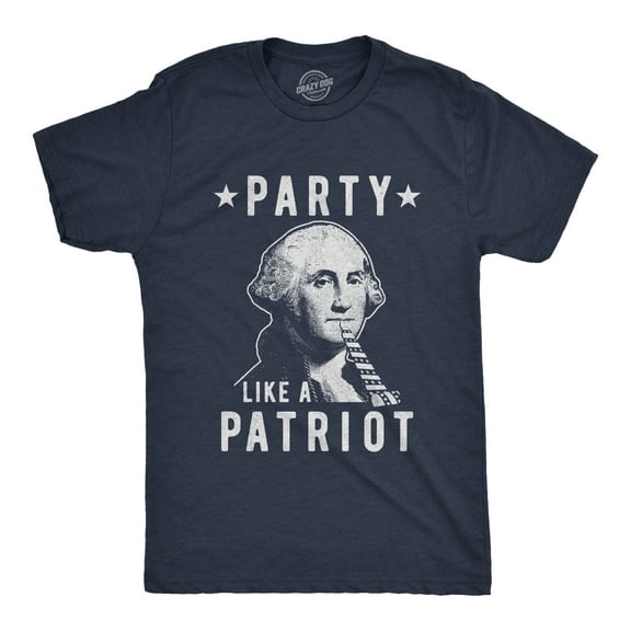 Mens Party Like A Patriot T Shirt Funny 4th Of July George Washington Graphic Tee Graphic Tees