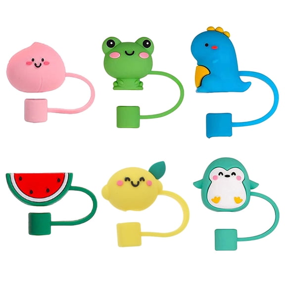 6pcs Reusable Drinking Straws Tips Silicone Straw Toppers Straw Tip Covers Straw Tips for Kids