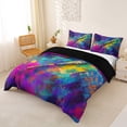 thumbnail image 3 of Castle Fairy Abstract Baseball Bat Duvet Cover Queen, Watercolor Splash Queen Bedding,Black Reversible,3-Piece,1 Duvet Cover and 2 Pillowcases, 3 of 6