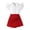 Red., variant on HBGVBA Girl's Skirt Outfit Set,Button-up Lace Sleeve Shirts and Skirts,1-8 Years Lapel Lace Sleeve Shirt Irregular Skort Set