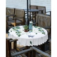 thumbnail image 2 of nqOlkjepod Blue Floral Spring Outdoor Tablecloth with Umbrella Hole & Zipper, Summer Pastoral Botanical Watercolor Round Table Cover 54 Inch, Dining Waterproof Table Cloth Protector for Patio/Party, 2 of 7