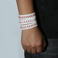 thumbnail image 3 of HZMAN Leather Softball Baseball Bracelets by Athletes Bangle Cuff Wristband, 3 Pcs White Black Yellow Ste (White), 3 of 5