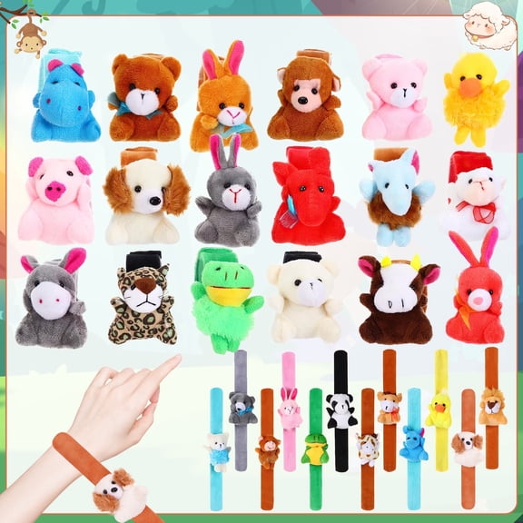 30-Pack Forest Animal Slap Bracelets for Kids, Cute Safari Woodland Party Favors, Birthday Classroom Rewards, Goodie Bag Toys Gifts