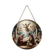 HomeDM Nativity Scene Ornaments 20cm/7.87" Xmas Pendant 2D Flat Acrylic Christmas Tree Hanging Ornaments for Holiday Party Window Decor Gifts for Women Men