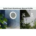 thumbnail image 4 of Achtek 8" Duct opening Solid Cast Aluminum Round Grille ( 10" Round Overall) | Powder Coated WHITE - With Holes For Wall / Ceiling, 4 of 11