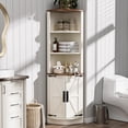 thumbnail image 4 of HARIPUL Corner Cabinet, 5-Tier Farmhouse Corner Storage Cabinet w/ Doors, 63”Tall Corner Cabinet for Small Space, Wooden Corner Cabinet Organizer for Bathroom, Kitchen, Living Room, White, 4 of 7