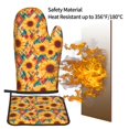 thumbnail image 5 of Xecao Diamond Bohemian Sunflower Pattern Oven Mitts and Pot Holders Sets Heat Resistant Silicone Oven Mittens Extra Thicken Long Kitchen Cotton Oven Glove for Cooking, 5 of 7
