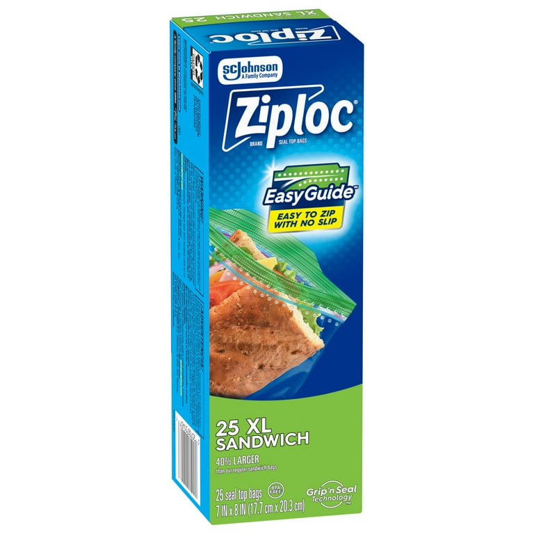 Ziploc® Brand XL Sandwich Bags with EasyGuide™ Texture, Grip 'n