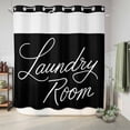 thumbnail image 6 of No Hook Shower Curtain with Built-in Rings - Laundry Room Washable Waterproof Fabric Bathroom Curtains for Hotel,Rentals, 72 X 72 Inch Long , Black, 6 of 9
