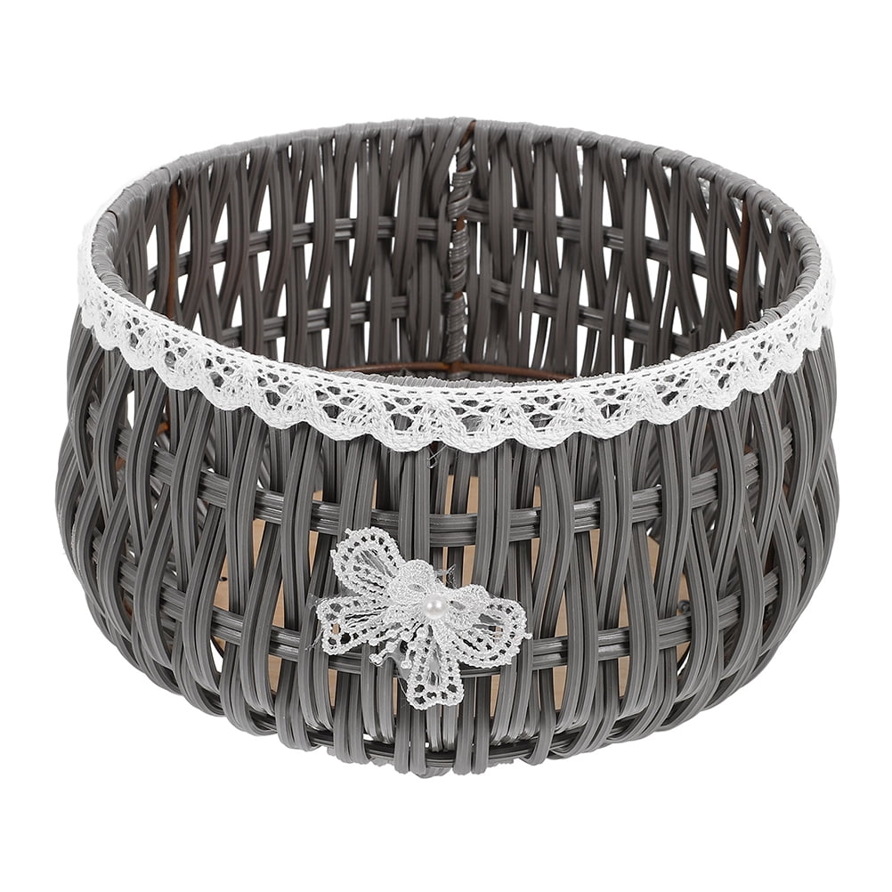 KAKOWELY pot de Fleurs en Rotin Imitation Rotin Panier Rond pour Jardinière Panier de Rangement Tissé pour Plantes d'Intérieur et d'Extérieur Cache-Pot Décoratif et Panier en Herbe de Mer Gris