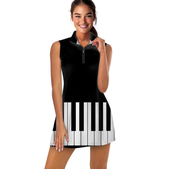 Cool Piano Keyboard Sports Dresses Women Tennis Dress Outdoor Badminton Golf Quick-Drying And Breathable Sports Dress
