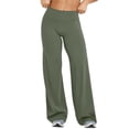 thumbnail image 2 of Green Straight Leggings with Pockets for Women No Front Seam Workout Athletic Leggings High Waist Wide Leg Yoga Pants Green L, 2 of 5