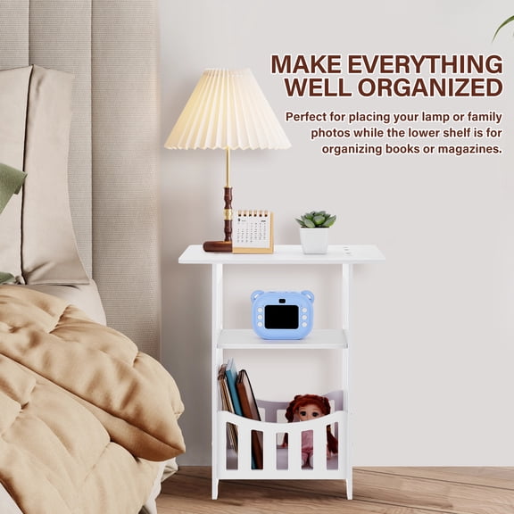 Zonhebin Hollow Nightstand Bedside Table with Modern Design for Bedroom, Living Room, Sofa Side Table