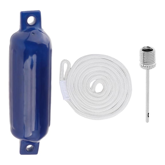 Boat Fenders Mooring Buoy 4x16inch Waterproof Protection Marine Docking Inflatable Marine for Sailboats, Row Boats, Pontoon Boat Blue White Rope
