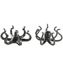 9"W, 4"H Black Aluminum Metal Octopus Sculpture with Splayed Arms, by DecMode (2 Count)