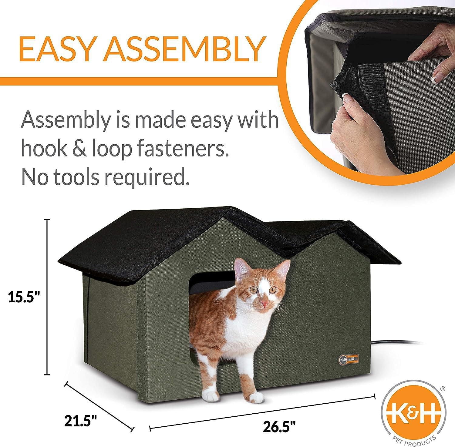 K&H Kitty House Extérieur Chauffant Extra-Wise Vert olive