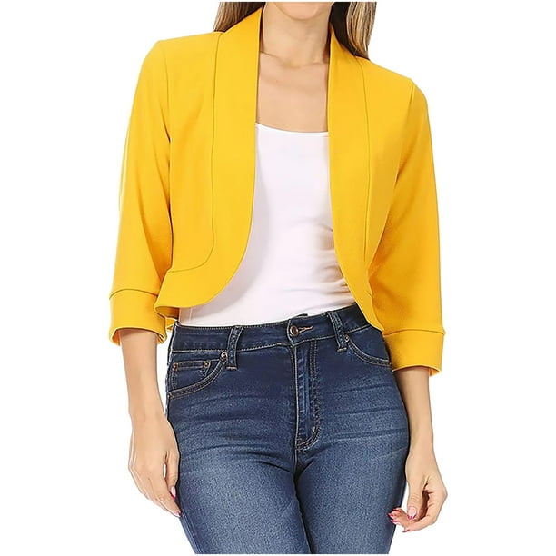 Blazer de mujer, Top de manga media a la moda, chaqueta informal de Color sólido, trajes pequeños de negocios, chaqueta Odeerbi ODB-2