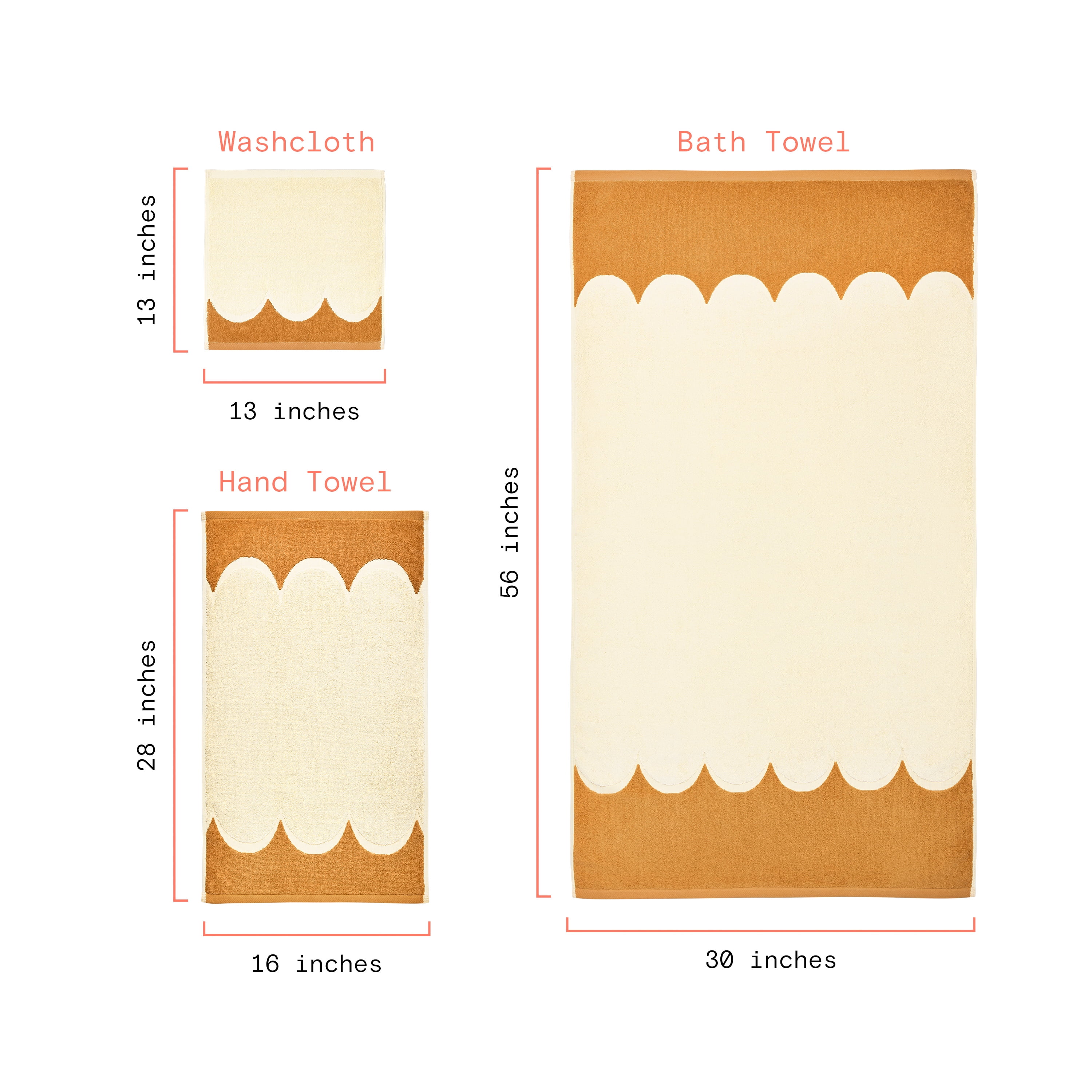 Beautiful by Drew Barrymore 6-Piece Scallop Bath Towel Set, Soft 100% Cotton, Yellow