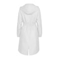 thumbnail image 6 of CFLVAEK Women's Long Rain Jackets Plus Size Drawstring Waisted Waterproof Hooded Trench Coat Outdoor Hiking Windbreaker with Pockets White XL, 6 of 6