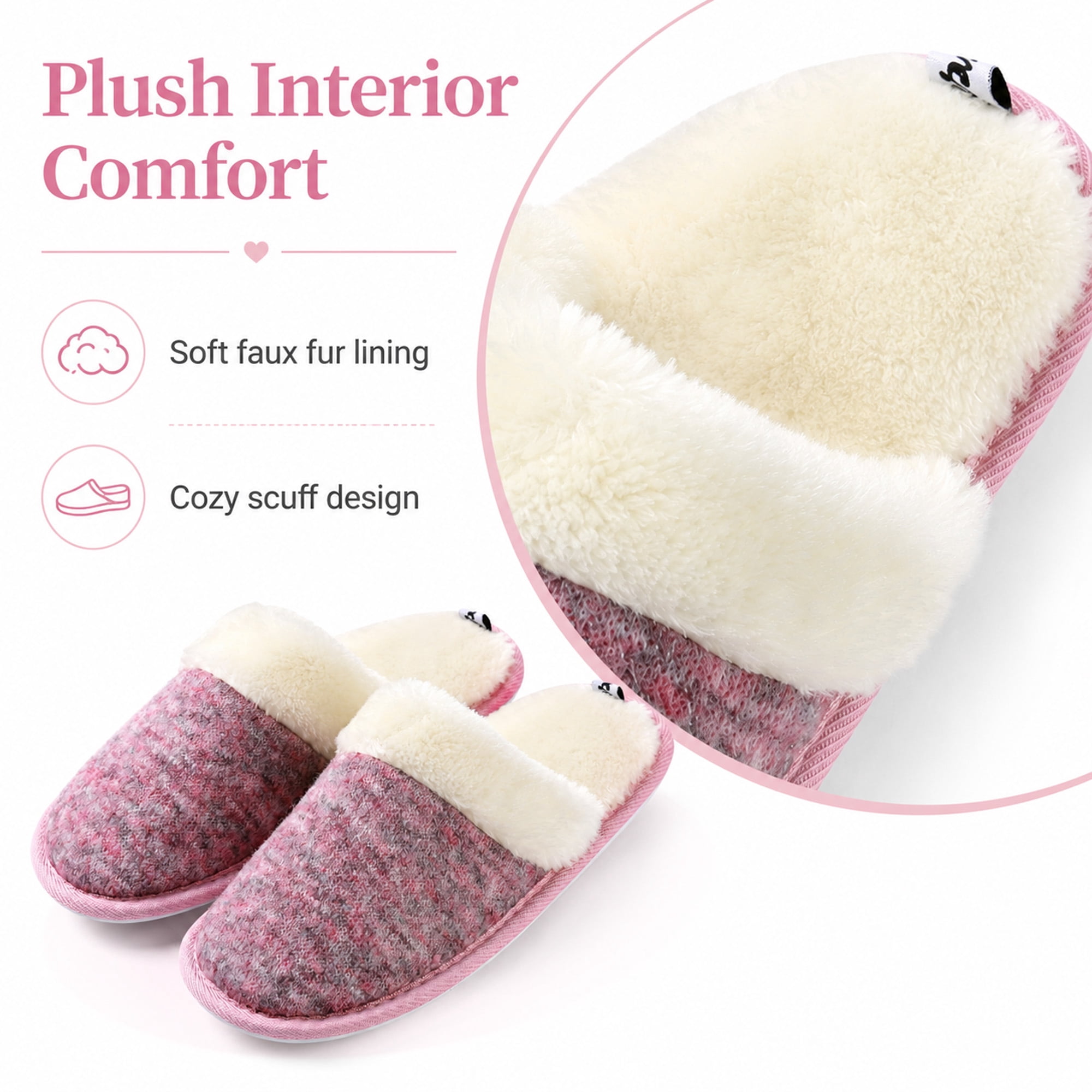Aerusi Women’s Memory Foam House Slippers, Soft Plush Indoor Outdoor Scuff Shoes with Non-Slip Sole, Purple