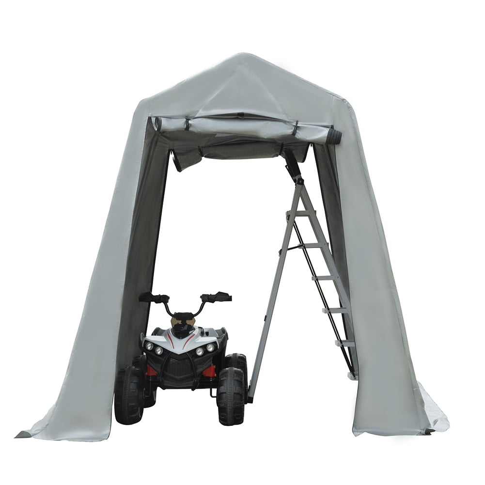 Kepooman Portable Outdoor Carport with 2 Roll-up Zipper Doors & Vents, 73 x 82 x 86 Inches Waterproof Storage Shelter Shed for Bike, ATV, Motorcycle Shelter, Silver Gray Kepooman Portable Outdoor Carport with 2 Roll-up Zipper Doors & Vents, 73 x 82 x 86 Inches Waterproof Storage Shelter Shed for Bike, ATV, Motorcycle Shelter, Silver Gray