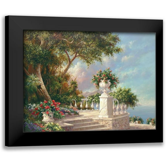 Fronckowiak, Art 14x12 Black Modern Framed Museum Art Print Titled - Balcony at Lake Como