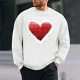 thumbnail image 2 of Feancey Valentine's Day Crewneck Sweatshirts for Men Tie Dye Heart Print Long Sleeve Shirt Loose Fit Casual Fleece Lined Sweatshirt Comfy Pullover Tops White XL, 2 of 7
