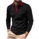 thumbnail image 2 of pstuiky camisas de manga larga para hombre, Camisa de golf de moda para hombre, de manga larga, con bolsillo y cuello abatible, de color liso Tops casuales para hombres s, 2 of 6
