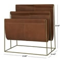 thumbnail image 3 of DecMode 22" Brown Leather 3 Slot Magazine Holder with Metal Stand, 3 of 8