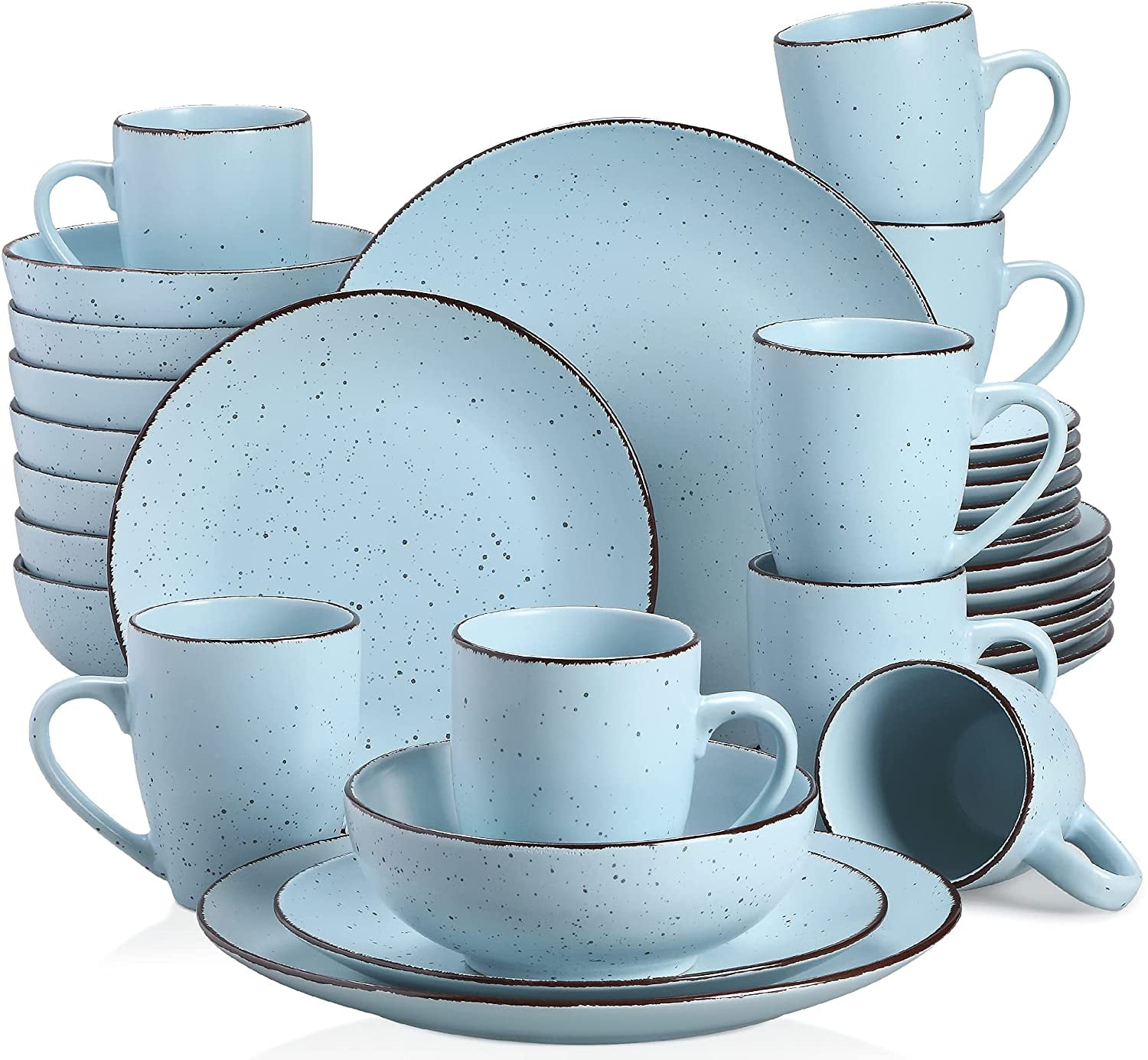 Vancasso Series Moda 32 Piece Stoneware Dinnerware Set Blue Dinner Set Service For 8 3823