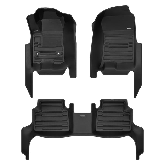 TuxMat - For GMC Canyon Crew Cab 2023-2026 Models - Custom Car Mats - Maximum Coverage, All Weather, Laser Measured - This Full Set Includes 1st and 2nd Rows