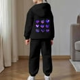 thumbnail image 4 of Girls Sweatsuit Size 14-16 Casual Print Hoodie and Pants Outfit 2 Piece Tracksuit Soft Comfy Loungewear Toddler Kids Youth Fashion Athletic Wear Playground Daily Outfits, 4 of 7