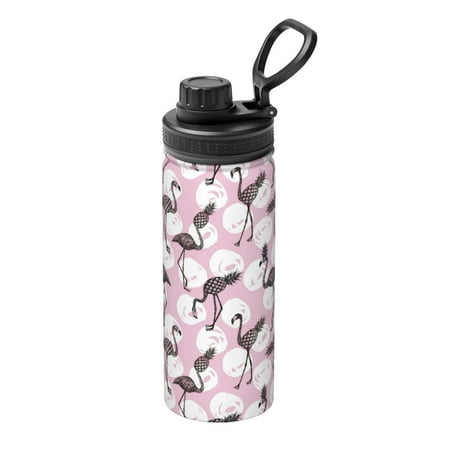 

Goofa Pineapple Flamingo Print 18oz Sports Insulated Kettle With Straw Water Bottle Sports Water Bottle For Running Hiking Cycling Climbing Mans Womans