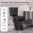 thumbnail image 3 of SUPERFLO 21  Inch Black Tall Toile for Seniors,  Elongated Height Toilet with Comfort Chair Seat, 1.28 Gpf Powerful Single Flush Extra Tall Toilets, 12 Inch Rough In for Bathrooms  & Tall Person, 3 of 9