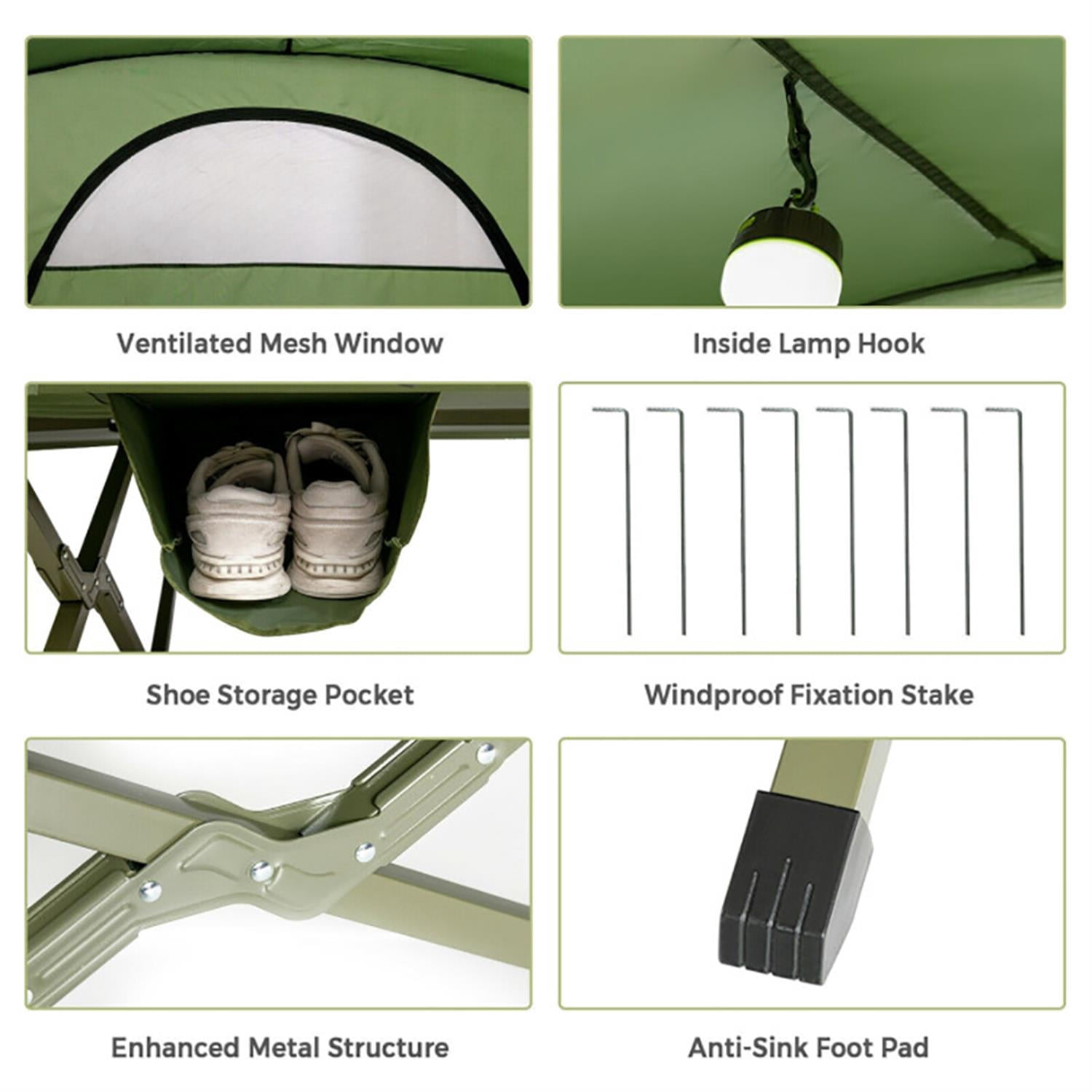Spaco 2-Person Camping Tent Set with External Cover, Lightweight Outdoor Tent for Backpacking, Hiking, Green