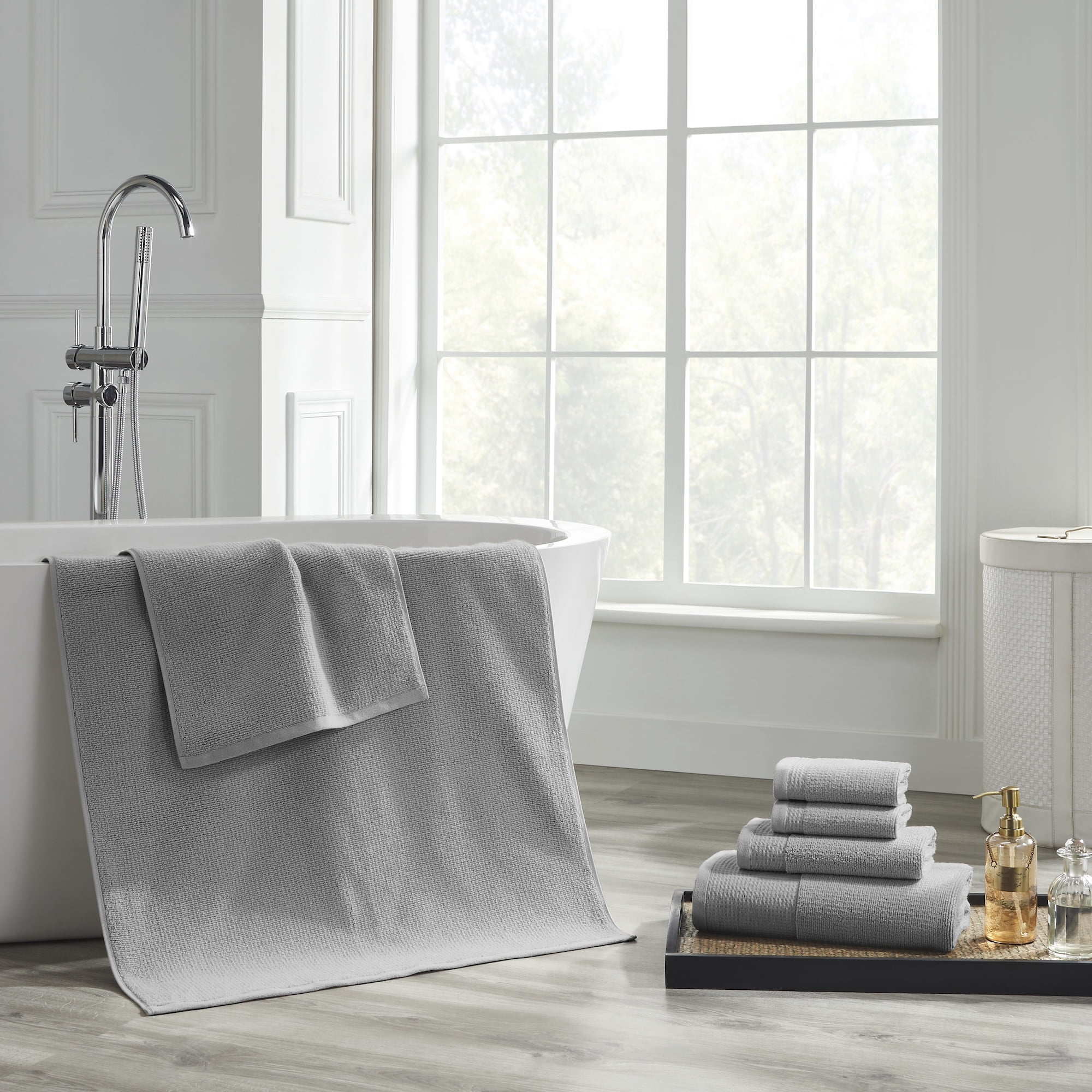 Modern Threads Waffle-Rib 6-Piece Cotton Bath Towel Sets, Oyster